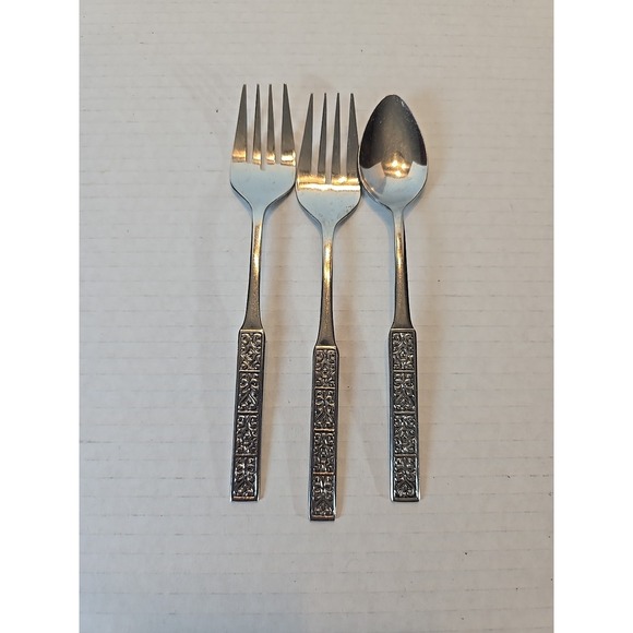 Other - Nasco Stainless Korea Lot of 3 2 Forks 1 Spoon‎ Square Handle
